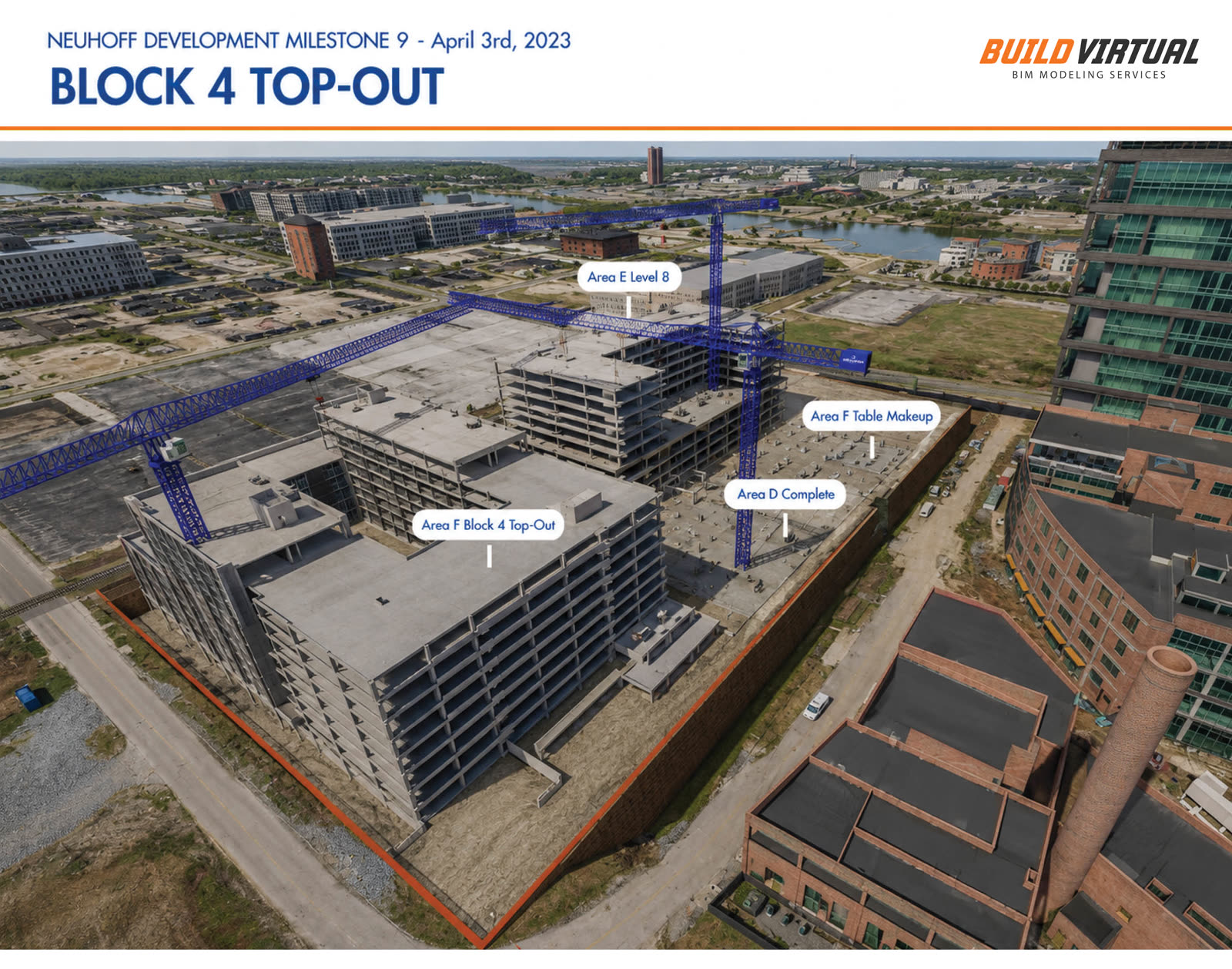 Construction phasing milestone exhibit — structural top-out