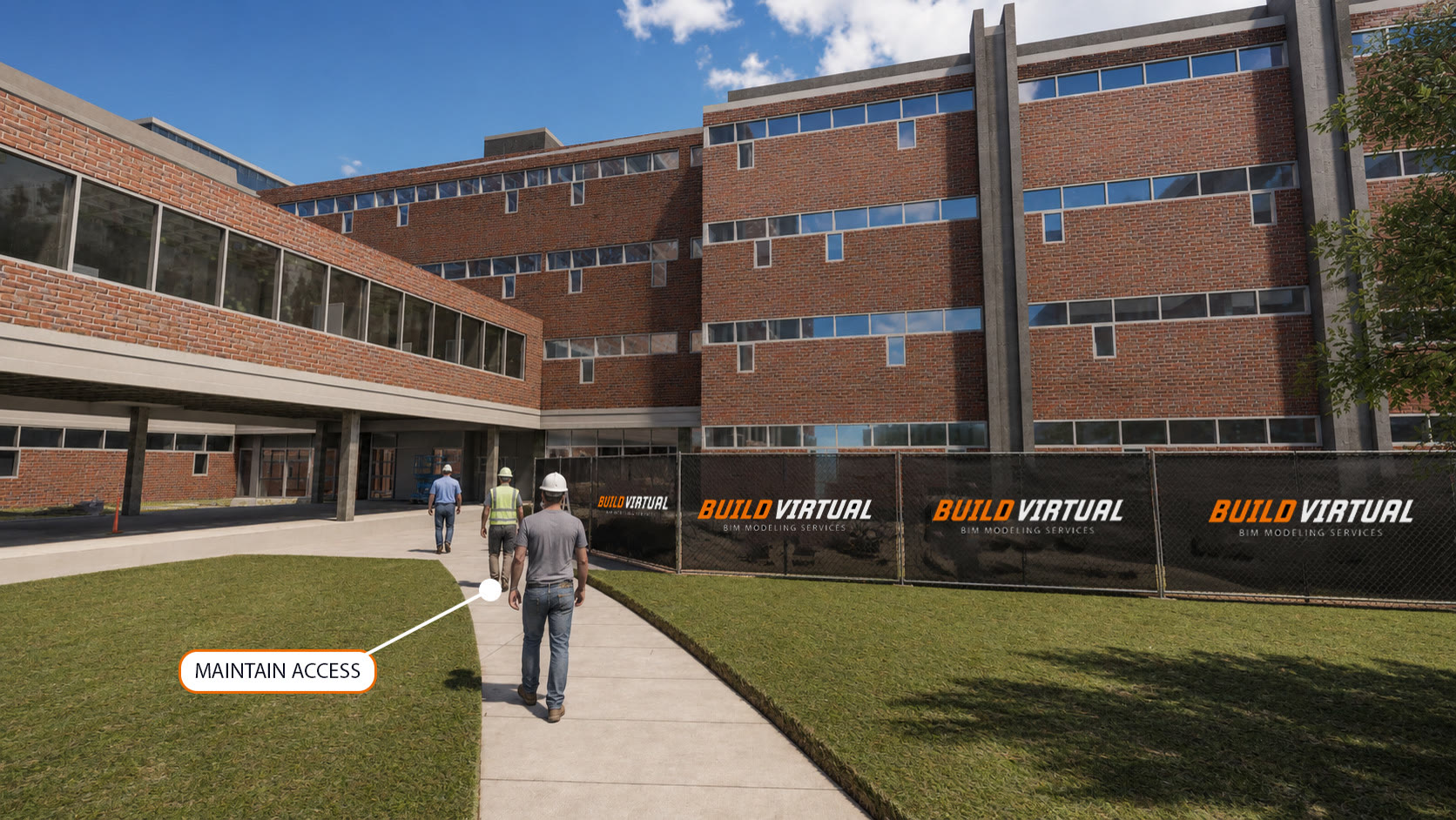 Hospital site logistics plan maintaining access during construction