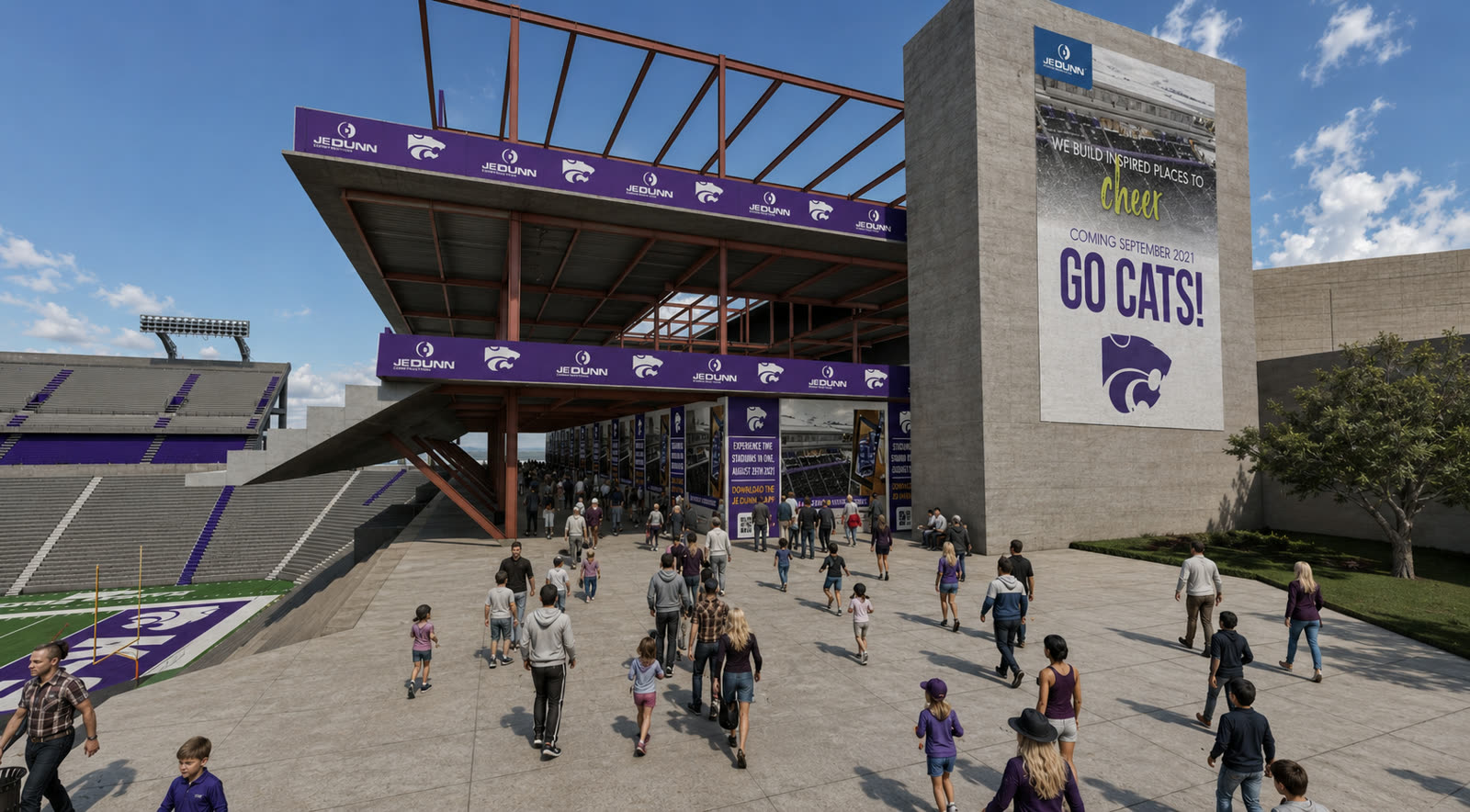 Still from a 4D construction animation of a stadium