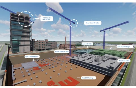 Still from a 4D construction sequencing animation